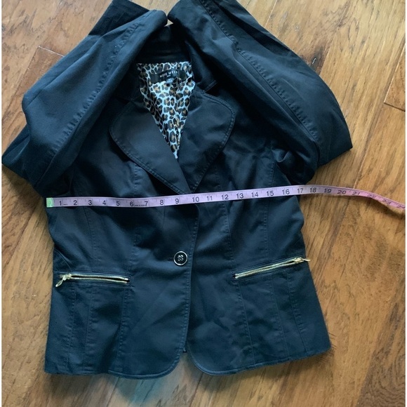 Nine West Tailor Black Jacket Animal Print Apparel - Picture 9 of 12